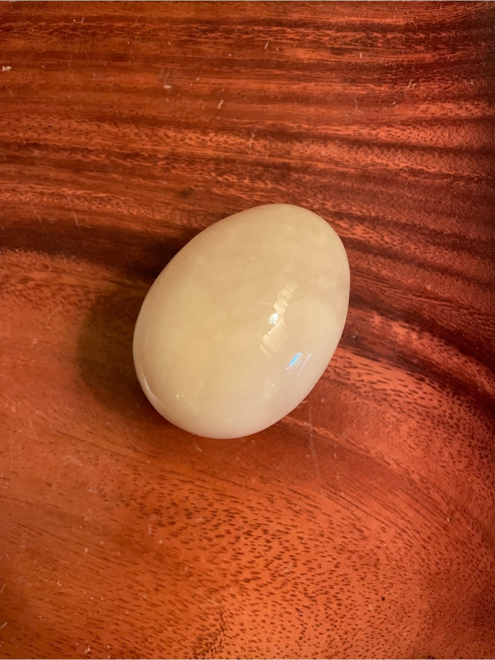 Vintage Italian Alabaster Egg Light Yellow Hand Carved Genuine Stone Italy Made